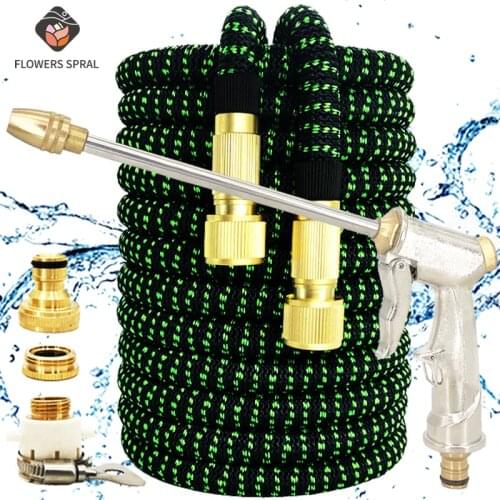 2021 Garden Hose Expandable Stretch Car Wash Hose Expandable For Car Wash Flexible Water Hose Gun 17FT-150FT Watering Irrigation