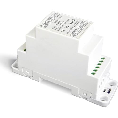 New DIN Rail Led DMX Signal Amplifier DMX512 Power Repeater DC12V 24V Input Track Mounting