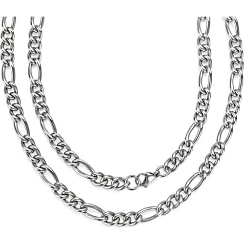 7mm Classic Men Women Curb Necklace Pure Titanium Hypoallergenic Link Chain Silver Color 22", 24"