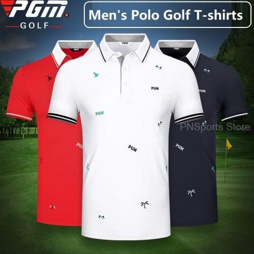 Pgm Summer Men Short Sleeves Golf T Shirt Men Outdoors Leisure Golf Shirt Competition Sports Ball Suit Printed Casual Tops M-XXL