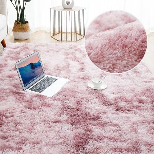 Plush Living Room Center Carpet Pink Soft Fluffy Lounge Floor Rugs For Girl modern Bedroom Bedside Carpets Entrance Door Mats