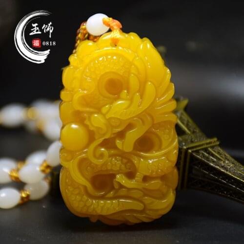 Natural YELLOW dragon brand pendants huangyulong pendants Yusheng Xiaolong jadeES brand necklace pendants