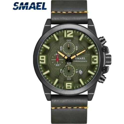 SMAEL Casual Sports Fashion Mens Watches Waterproof And Drop Resistant Automatic Date Update Stopwatch Timer