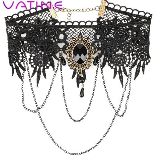 VATINE Fetsih Necklace Cosplay Sex Toys For Couple Collar Bound Slave Restraints Sexy Necklace Adult Game Rhinestone