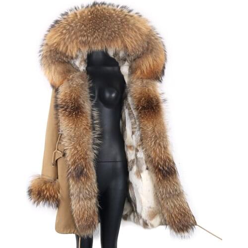 2021 Winter Jacket Long Waterproof Parka Women Real Fur Coat Natural Raccoon Fox Fur Outerwear Streetwear Removable