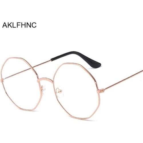 New Designer Women Glasses Optical Frames Metal Octagon Glasses Frame Clear Lens Eyeware Black Silver Gold Eye Glass