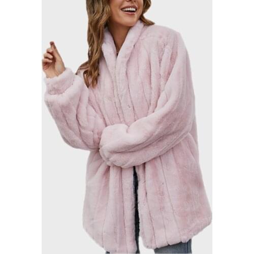 Women Warm Winter Coat Overcoat Long Sleeve Faux Rabbit Fur Coat Thick Loose Faux Fur Coat Jacket Women Fake Fur Outwear