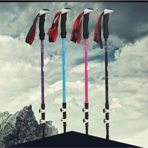 1pcs outdoor camping ultra light adjustable mountaineering trekking trekking pole carbon fiber mountaineering ski trekking pole