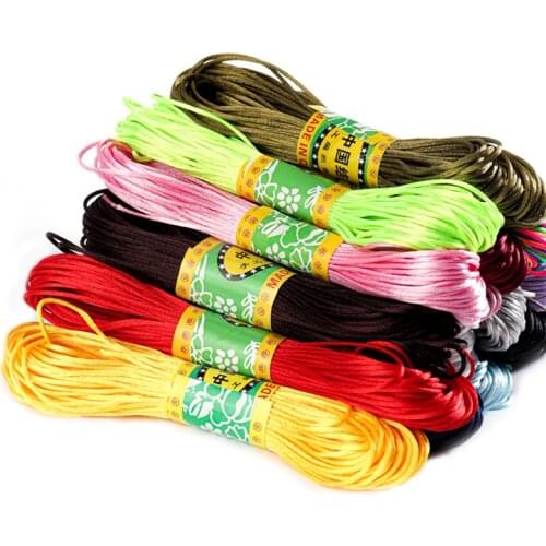 20m 1.5mm Mix Color Nylon Black Rattail Satin Chinese Knotting Silk Macrame Cord Beading Braided Shamballa String Thread Jewelry