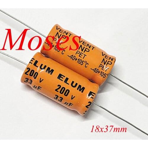 200v 33uf 100% Original New ELUM Capacitance Original New Axial NP Bipolar Audio Electrolytic Capacitor 18x37mm +/- 20