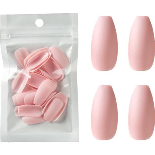 24pcs/pearl Bag Full Cover Fake Nails Art Tools Matte Press on Ballerina Medium Long Acrylic for False Nail Patch Decorations