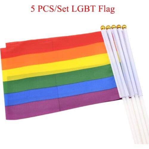 5 Pcs/Set 14*21cm LGBT Rainbow Colorful Flag For Lesbian Gay Flag Home Decor Gay Friendly Parade Flag