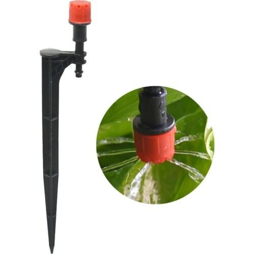 5pc Red Adjustable Nozzles dripper with support Drip Irrigation Watering Sprinkler emitter For 1/4" hose