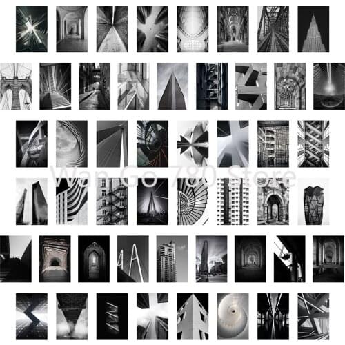 50Pcs Black White Wall Collage Kit City Landscape Postercard Pictures Teen Girl Room Decor for Bedroom Aesthetic Home Decoration
