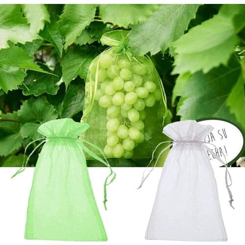 50pcs Protective Grape Fruit Bag Garden Vegetable Fruit Grow Bag Plants Protection Bag Anti Bird Drawstring Net Bag Mesh Bag