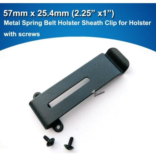 57mm x 25.4mm (2.25" x 1") Metal Spring Belt Holster Sheath black Clip with screws