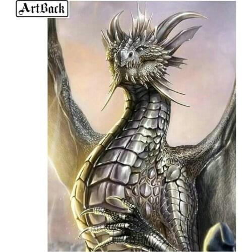 5d diy diamond painting dragon pattern full square drill diamond embroidery 3d round rhinestone diamond mosaic sticker