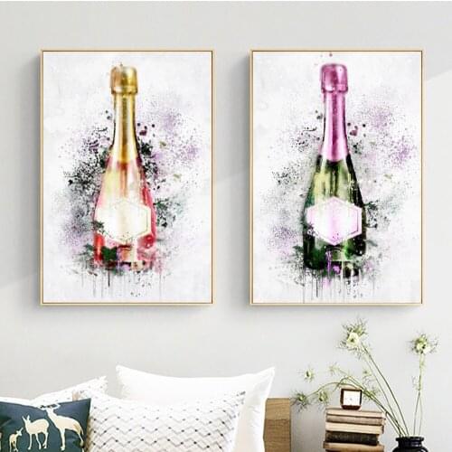 Abstract Watercolour Champagne Pictures On Wall Art Decorative Graffiti Wine Poster And Prints Canvas Painting For Room Cuadros