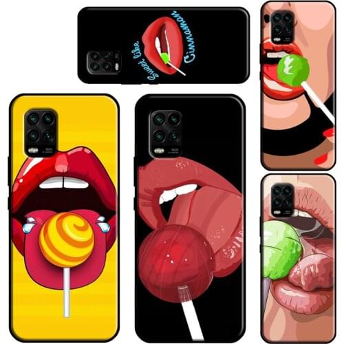 Sexy Woman Lips Lollipop For Xiaomi Mi 11 Lite Case 11 Ultra 10T Pro POCO X3 M3 Pro F3 Cover For Xiaomi Mi 11 Case