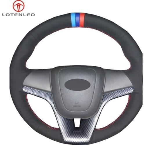 LQTENLEO Black Suede DIY Car Steering Wheel Cover For Chevrolet Cruze 2009-2014 Aveo 2011-2014 Orlando 2010-2015