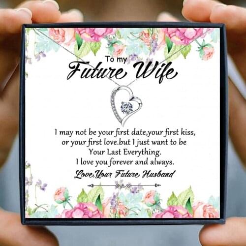 Valentines DayGift for Future Wife Necklaces Girly Heart Pendant Crystal Necklace for Women Christmas Birthday Husband Flancee