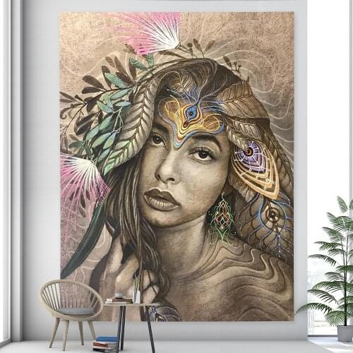 Abstract character home art tapestry hippie bohemian decoration bedroom background wall bed sheet sofa blanket
