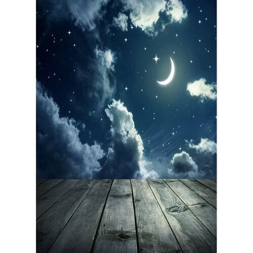 Moon Cloud Wooden Floor Photo Backdrops for Photo Shootings Vinyl Photogrphy Backgrounds Props Portrait Baby Children Photocall