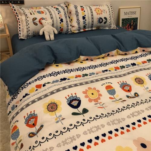 Flowers Bedding Set with Quilt Duvet Cover Flat Sheet Pillowcase Boys Girls Children Adult Single Full Queen Bed Linen