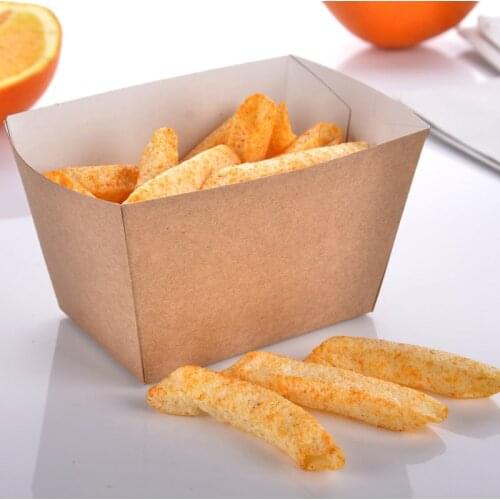 Fashion Square Kraft Paper French Fries Box Disposable Fried Snacks Popcorn Party Dessert Box Holder Promotion 100pcs/lot SK728