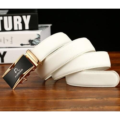 Mens leather belt automatic buckle casual white belt high-end luxury belt ladies gift belt youth middle-aged belt pants bag jea