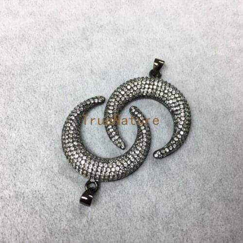 Gun Black Metal Micro Pave Zircon Pendants Horn Animal Charms Crescent Pendant Jewelry In 27*29 mm PM5189