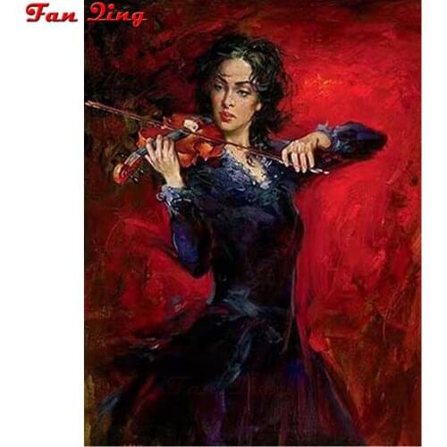 Full Square/Round Drill 5D DIY Diamond Painting Girl Violin player 3D diamond Embroidery Cross Stitch Mosaic home Decor