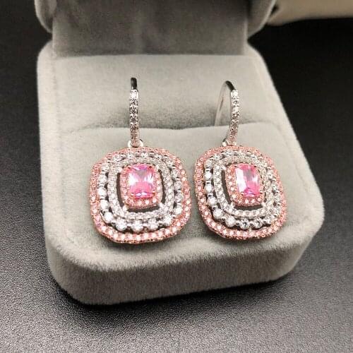 YPAY8 Luxury Fashion For women 925 Luxury wedding High Quality Crystal Earrings Wedding Party Stud Earrings Jewelry
