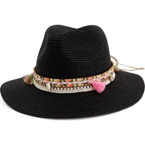 New Fashion Straw Sun Hat White Panama Hats Beach Womens Summer Caps Sombrero Female Fedora Casual Ladies Chapeau