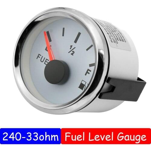 52mm 240-33ohms Marine Waterproof Fuel Level Gauge Stainless Steel Fuel Tank Level Indicator Gauge Tool for Car Boat Truck