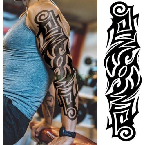 Waterproof Temporary Tattoo Sticker totem black full arm large fake tatto flash tatoo sleeve tattoos for men women