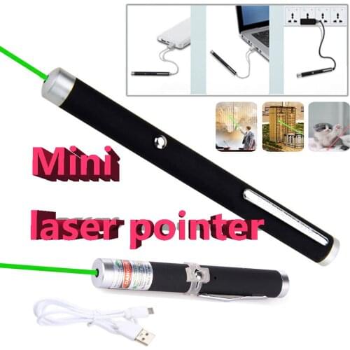 Green laser USB charging mini portable green dot laser pointer 5MW 532nm continuous line 500 to 1000 meters laser range