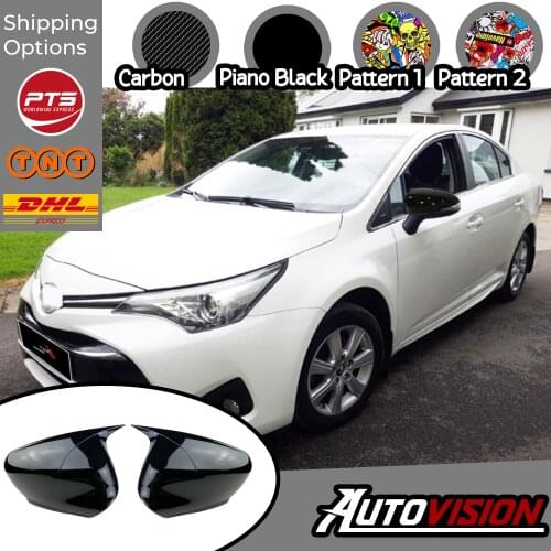 Mirror Cover For Toyota Avensis 2015 2016 2017 2018 Accessory Bright Black BATMAN Case CAR
