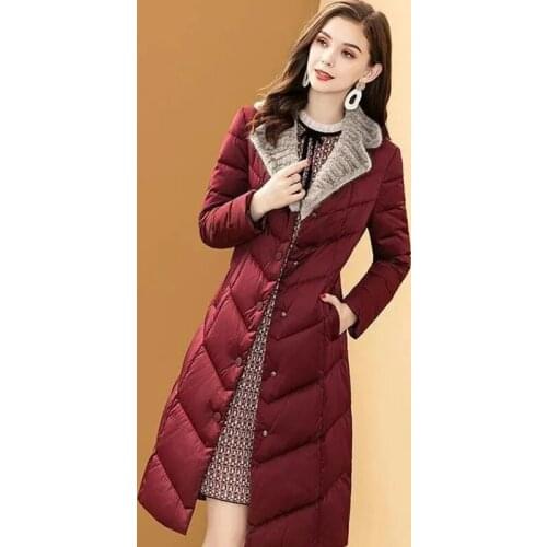 Imitation Mink Fur Collar Down Cotton Winter Jacket Women 2021 New Warm Long Temperament Thick Cotton Jacket Women parkas Black