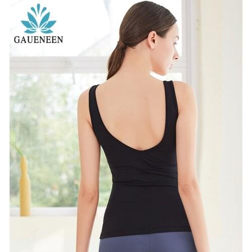 GAUENEEN Women U Back Fitness Tank Tops High Support Yoga Sports Top Gym Vest Workout Running Tank Camis with Removable Pads