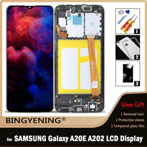 For Samsung Galaxy A20E A202 A202F A202DS Full LCD Display Screen Touch Digitizer Assembly with Frame Replace