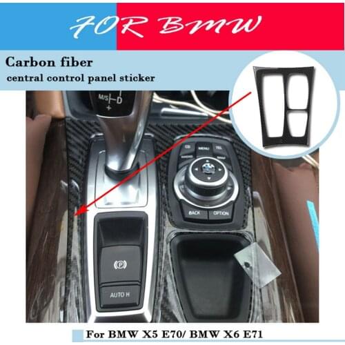 1SET 3D Gloss Carbon Fiber Stickers For Car Center Gear Panel For BMW E70 E71 X5 X6 2008-2013 M Accessories