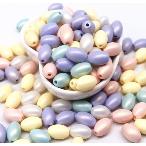 10g 6*12mm Oval Shape Acrylic Pearl Beads Macaron Loose Spacer Beads with Holes for Jewelry Making DIY Accessories
