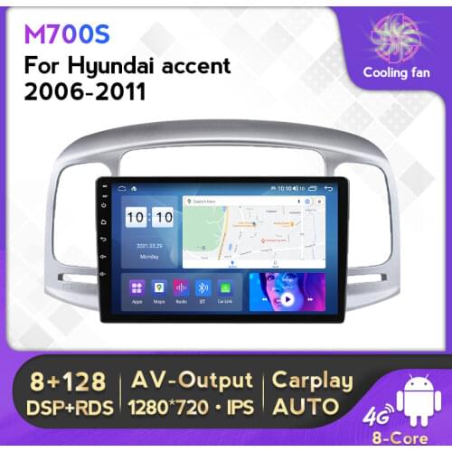 6G+128G Android10 Car GPS Navigation Radio Multimedia Player For Hyundai Accent 2006 - 2011 Support Carplay TPMS DVR