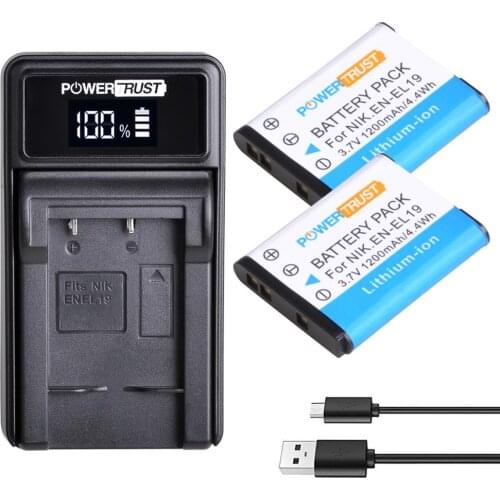 PowerTrust 1200mAh EN-EL19 ENEL19 EN EL19 EL19 Battery for Nikon S100 S2500 S2600 S3100 S6400 S4100 S4150 S3300 S4300 Camera