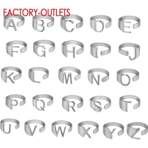 Factory Outlet Authentic Sterling Silver 925 Capital Letters Shape Adjustable Opening Finger Rings For Women Jewelry Accessories