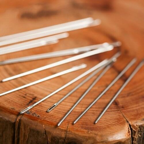 12pcs/bag leather hand sewing needles Leathercraft DIY Stainless Steel Shaped Pin Stitch diameter 0.9/1.05mm Needlework