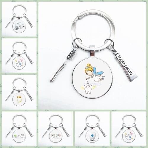 Creative Toothpaste Toothbrush Toothpaste Keychain Mini Toothpaste Toothbrush Metal Pendant Key Ring Bag Decoration Pendant