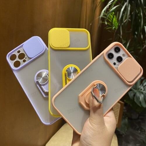 Magnet Camera Lens Protect Phone Case For Iphone 12 11 Pro Max 8 7 6S Plus XR XS MAX SE 2020 Translucent Kickstand Phone Cover