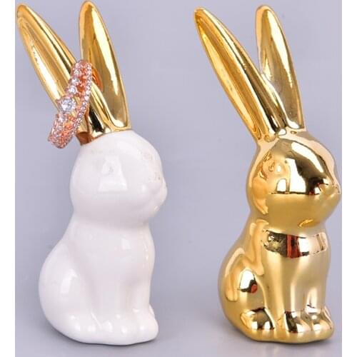 Miniature Figurine Ceramic Small Animal Rabbit Ornaments Crafts Home Wedding Decoration Accessories